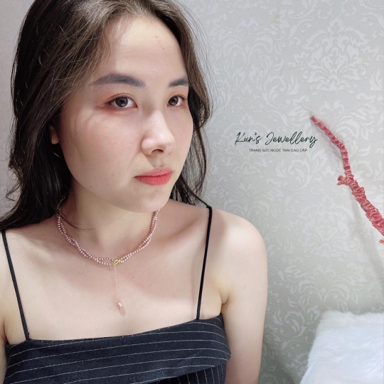 Choker ngọc trai baby size 3.5 li - khoá đồng cao cấp.Viên chủ 7 li