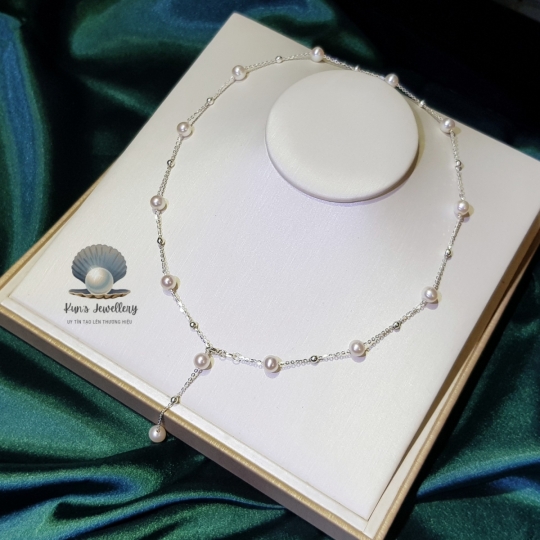 Choker Ngọc Trai tròn 6 li rỡ chuỗi VIP kết hợp Bạc Ý S925