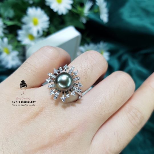 Nhẫn ngọc trai biển Tahiti size 10.2 li