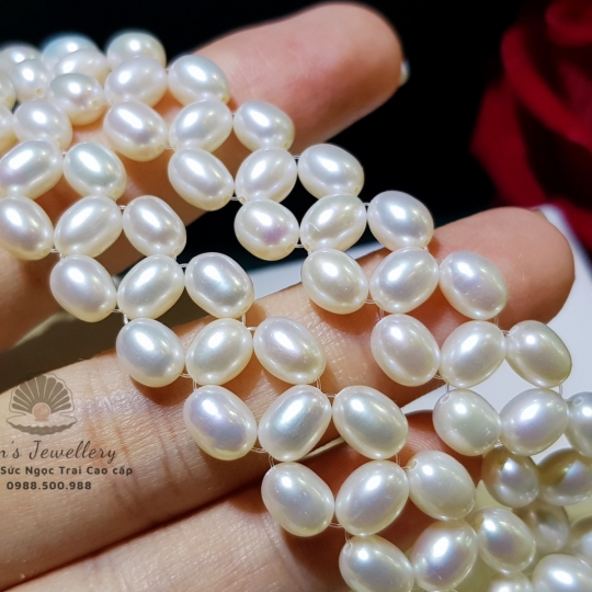 Vòng cổ Ngọc trai giọt 5 li thiết kế khoá bạc xích S925 - mặt ngọc giọt size 9.7 l