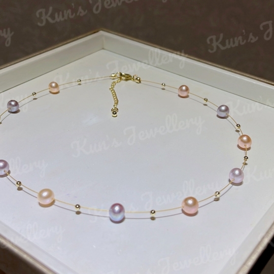 Choker Ngọc trai tứ quý Supper Edison oval nhẹ size 6.5 li 