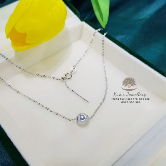 Dây Xuyên tâm Ngọc trai biển Akoya 6.5 - 6.7 li thiết kế bạc Ý S925 phủ bạch kim cao cấp 