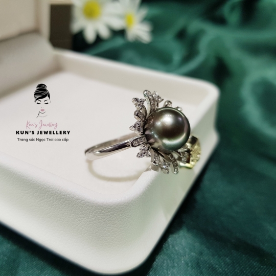 Nhẫn ngọc trai biển Tahiti size 10.2 li