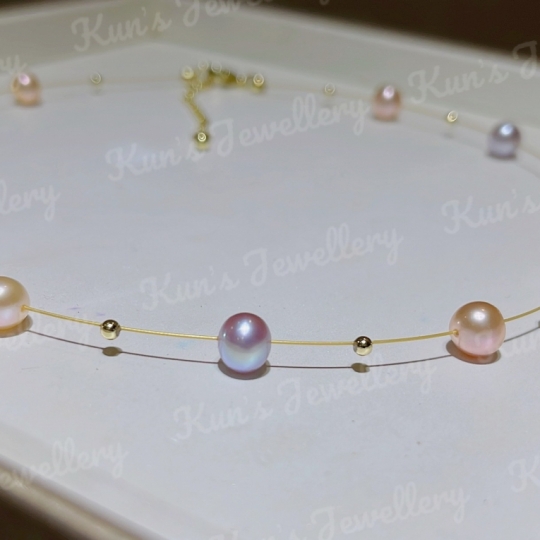 Choker Ngọc trai tứ quý Supper Edison oval nhẹ size 6.5 li 
