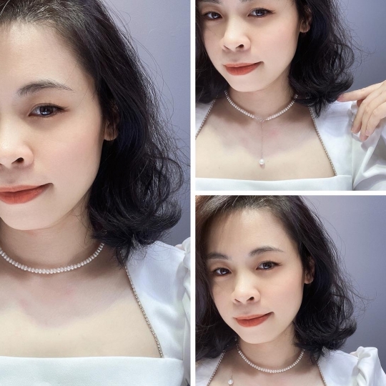 Chuỗi Ngọc trai Oval bánh xe size 4.5 - 5 li - Viên chủ 7.5 li gỡ chuỗi . Khoá bạc Ý S925 phủ bạch kim cao cấp - chiều dài 38 cm