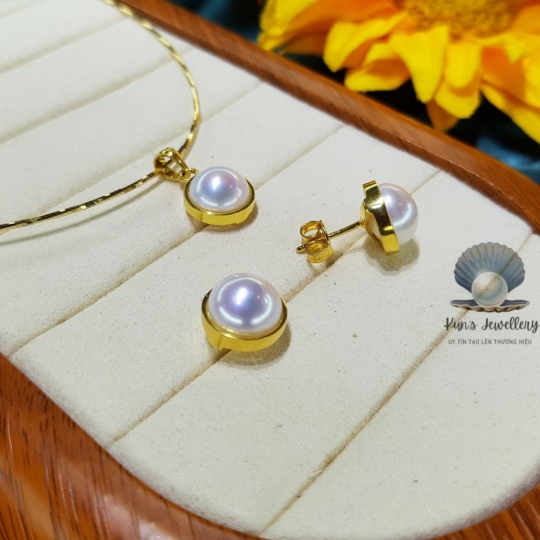 Set Bộ Ngọc Trai MABE 10 li kết hợp Bạc xi vàng