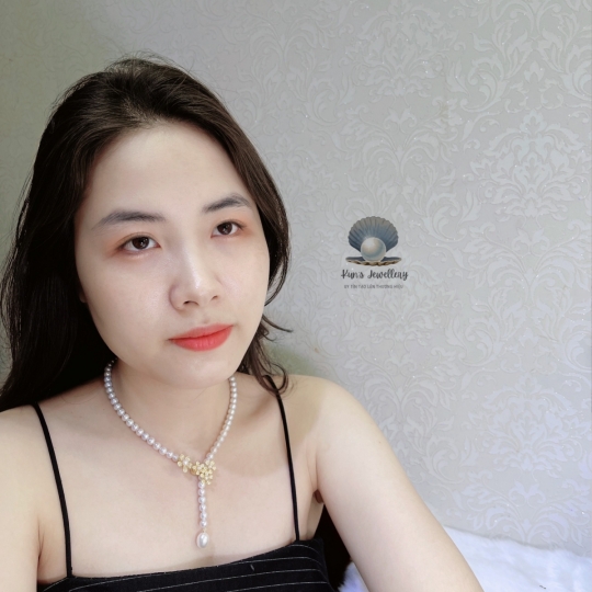 Chuỗi cổ Ngọc Trai Supper Edison 6 - 6.5 li Kết hợp Khoá đồng đính Ngọc Trai
