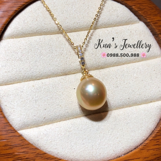 Mặt Ngọc biển Southsea Úc size 11.9 li bóng đẹp không tì vết - Trụ vàng 610
