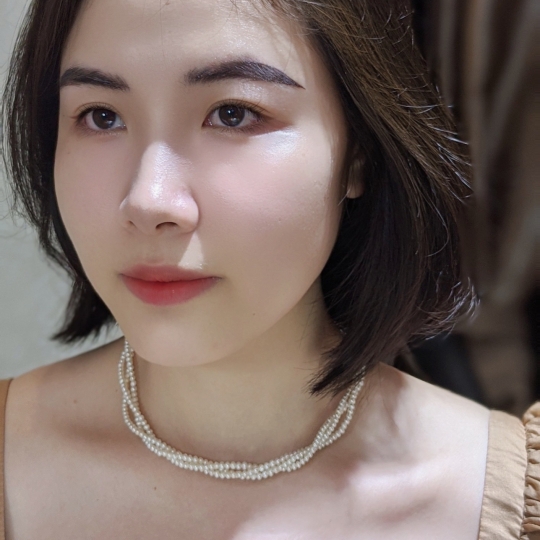 Choker ngọc trai Baby 3.5 li quấn 3 line - chiều dài sau xoắn 39 cm - khoá Bạc xích Ý S925