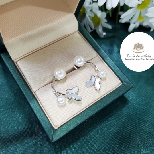 Bông tai Bạc Ý S925 phủ bạch kim cao cấp - Ngọc trai 5 li và 7 li 