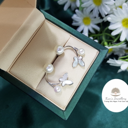 Bông tai Bạc Ý S925 phủ bạch kim cao cấp - Ngọc trai 5 li và 7 li 