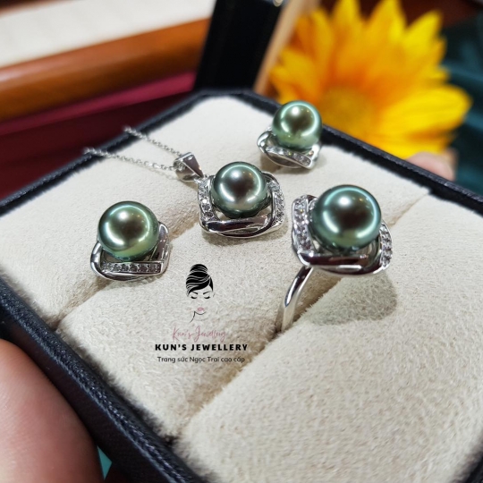 Set bộ ngọc trai biển TAHITI size 8.6 -8.7 li 