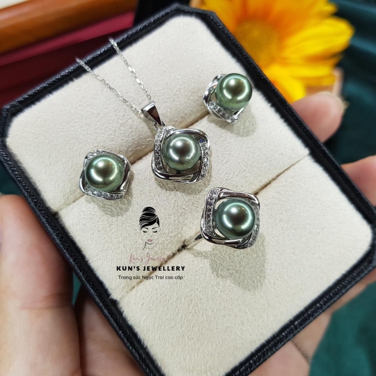 Set bộ ngọc trai biển TAHITI size 8.6 -8.7 li 